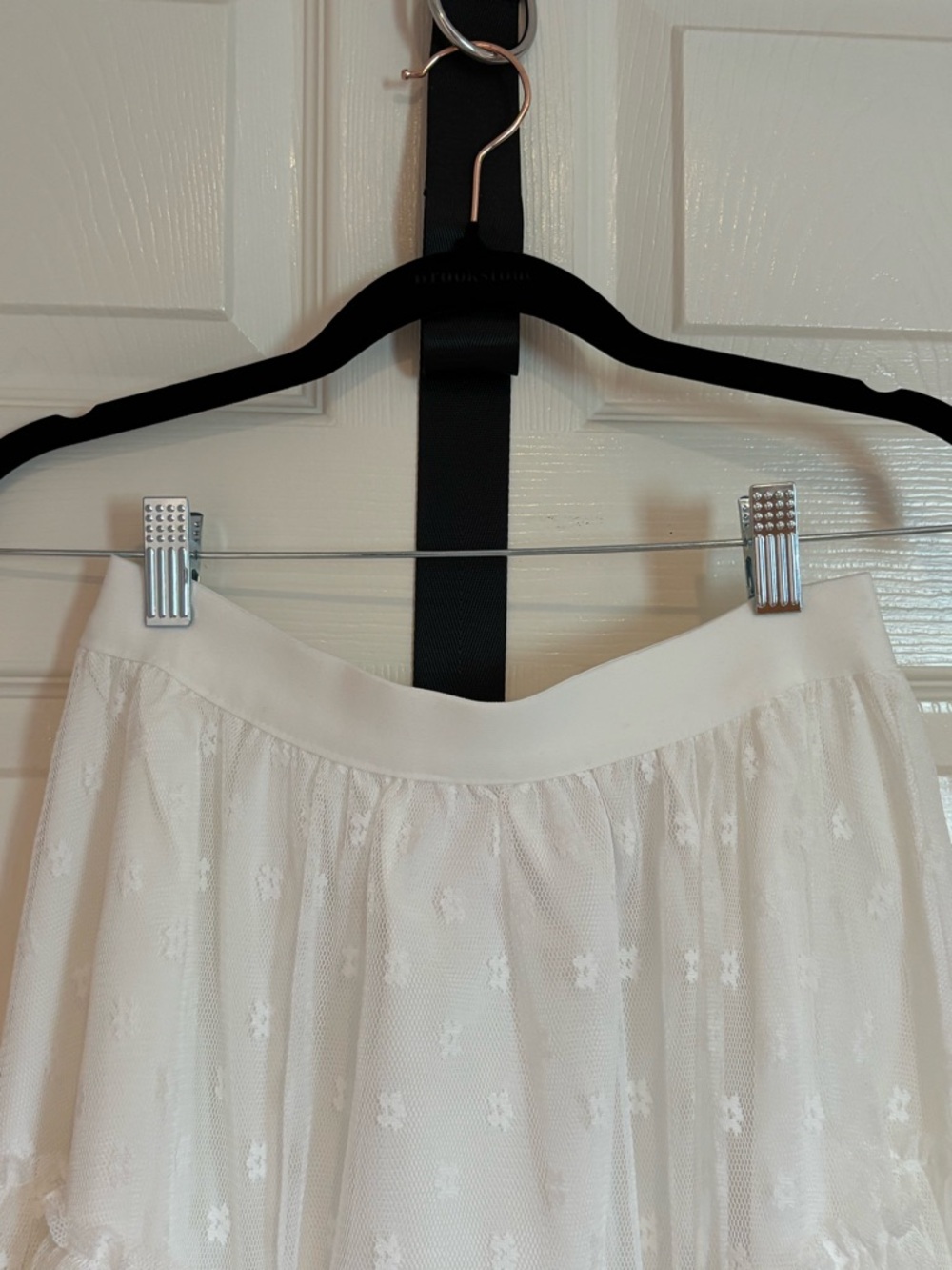 White Lace Tiered Midi Skirt
